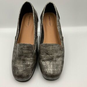 Comfortview Loafers Size 11 Metallic Croc Embossed Slip on